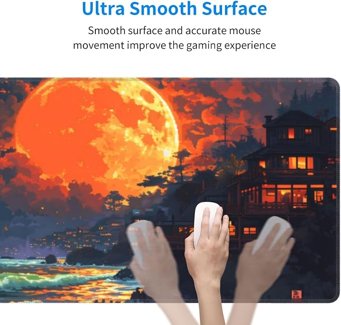 Gaming Mouse Pad Desk Pad,Extended Big Mouse Pad,31.5x11.8 Inch Long Computer Keyboard Mouse Mat Mousepad with 3mm Non-Slip Base and Stitched Edge for Gaming and Office… (Oil Painting) - Image 4