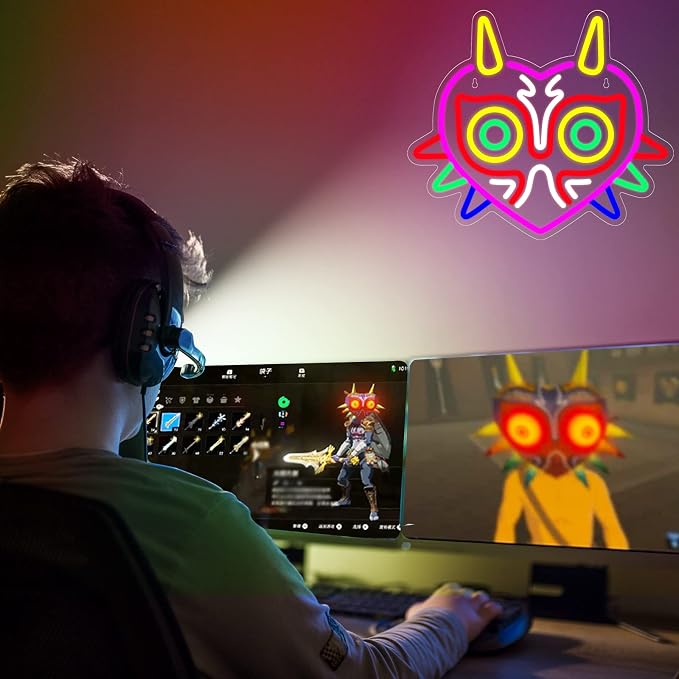 Majora's Mask Neon Sign, Zelda Gaming Neon Sign for Game Room Decor, Zelda Mask for Boys Room Decor & Gaming Wall Deocr, USB Powered Gamer Gifts for Boys, Teens and Zelda Fans - Image 8