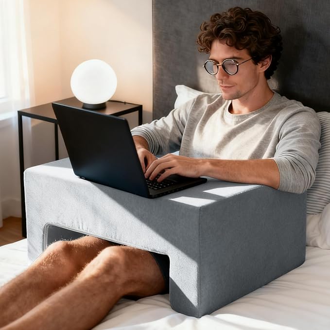 Reading Pillow for Gaming Lap Desk Pillow for Laptop Memory Foam Bed Desk for Reading Working Crocheting Gaming Arm Rest on Bed/Sofa/Floor/Couch/Car(Grey) by VERASCOT