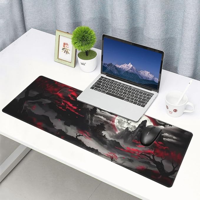 Extended Gaming Mouse Pad, Large Desk Mat XL Anime Mouse Pad Waterproof with Stitched Edges, Non-Slip Desktop Pad for Home and Office, Level Up Your 31.5x11.8 Inch (Night canyon2) - Image 7