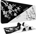 DIGSOM Mouse Pad Black and White Cherry Blossom Pattern, 31.5 x 11.8in | XL Mouse mat, Smooth surface, Anti-slip rubber base, For keyboard and mouse, For home and office use by DIGSOM