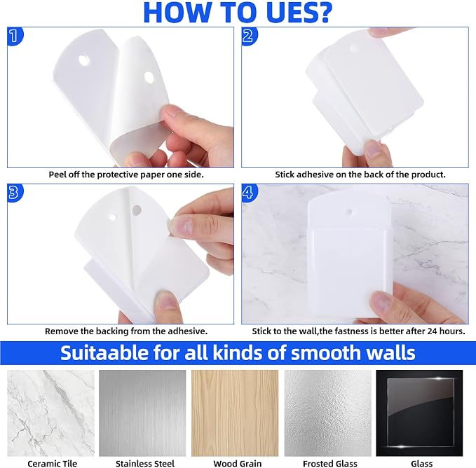 Leinuosen 12 Pcs Remote Control Holder Wall Mount Self Adhesive TV Controller Holder White TV Remote Organizer Wall Pen Organizer for Home Office School Storage Accessories - Image 7