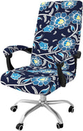 Smiry Office Computer Chair Cover with Armrest Covers, Midnight Blue | Stretch Printed Universal Removable Washable Desk Rotating Chair Slipcovers, Soft Anti-Dust Spandex Protector with Zipper by Smiry