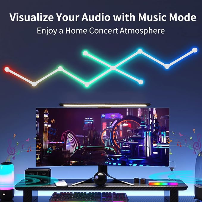 Smart WiFi RGB LED Wall Light Lines 16M+ Color LED Dimmable Music Sync Gaming Room, Bedroom, Led Home Wall Decor Light Bars Kit Compatible with Alexa and Google Assistant (9 LED Light Lines) - Image 6