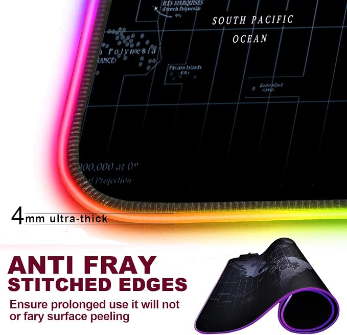 Extended RGB Gaming Mouse Pad, Extra Large Gaming Mouse Mat for Gamer, Waterproof Office Desktop Mat with 10 Lighting Mode, for PC Computer RGB Keyboard Mouse - 31.5'' x 15" x 4mm(Map) - Image 7