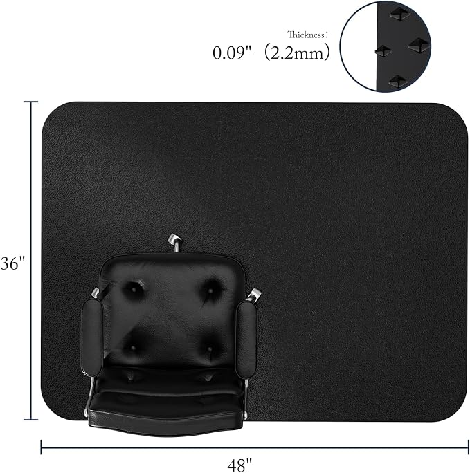 Desk Chair Mat for Carpet 36"x48" for Low Pile Carpets, Black | Non-Slip Studded,2.2MM Thick Carpet Chair Mat，Transparent PVC Computer Chair Mat, Easy Glide, Scratch-Resistant - Image 2