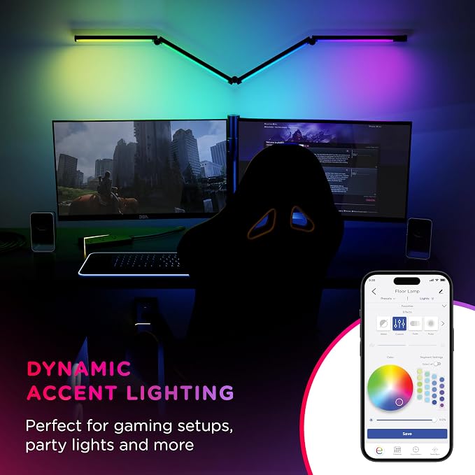 Enbrighten Vibe RGBWIC Smart Foldable Floor Lamp with Music Sync - Image 3