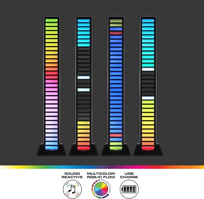 XTREME Monster Sound-Reactive Multicolor LED Equalizer Light Bar, Horizontal/Vertical Mounting, Rechargeable, USB Charging Cable Included - Image 3
