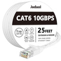 Jadaol Cat6 Ethernet Cable 25FT with Clips 10Gbps Flat Network Cable, White by Jadaol