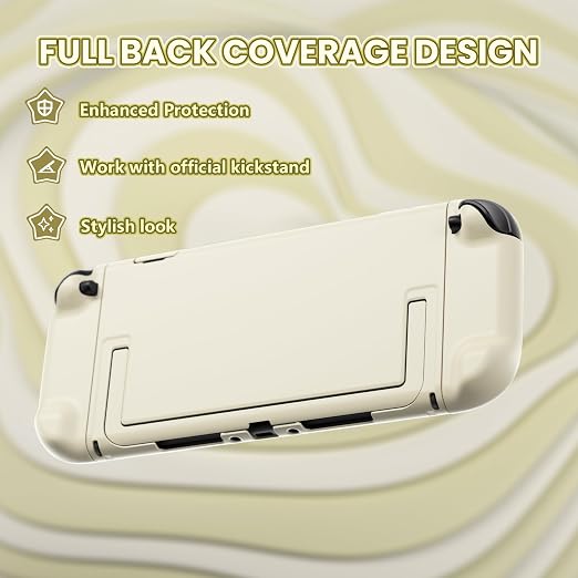 PlayVital Protective Case for Nintendo Switch 2 - Cute Dockable Hard Case Shell for Switch 2 with Thumb Grip & Sticker & Button Caps, Anti-Scratch & Shockproof Cover Skin - Antique Yellow - Image 6