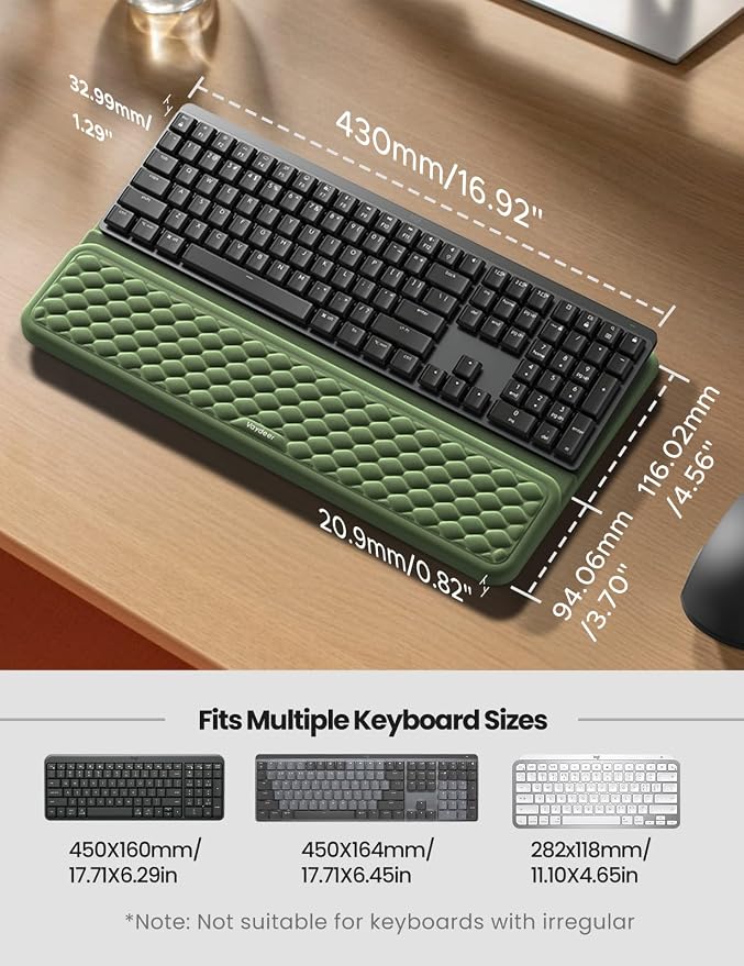 Vaydeer Wrist Rest with Keyboard Stand Ergonomic Computer Wrist Support Pad | Keyboard Riser Tilt Holder Lifter Tray with Wrist Pad, Soft Memory Foam Desk Cushion, Palm Hand Typing for Office Home School - Image 6