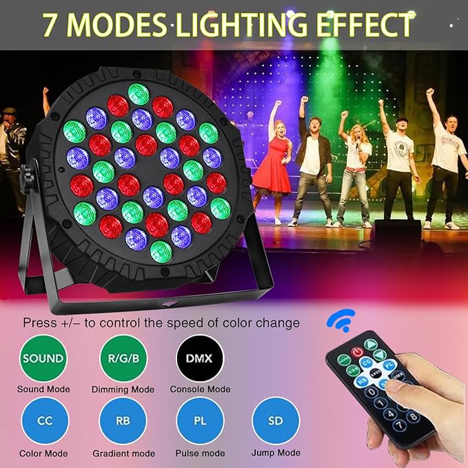 Manalete 36W RGB LED Stage Par Lights, 4 Pack - Image 3