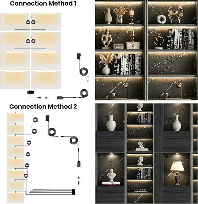 Black Shelf Lights, LED Bookcase Lighting Compatible with Alexa, WiFi Dimmable 2700K Under Shelf Lighting for Bookshelf, Display Case, Cabinets with App, Remote, Memory Function (8Pack 12In) - Image 5