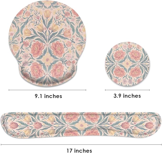 Britimes Ergonomic Mouse Pad Set with Wrist Rest, Floral Boho - Image 2
