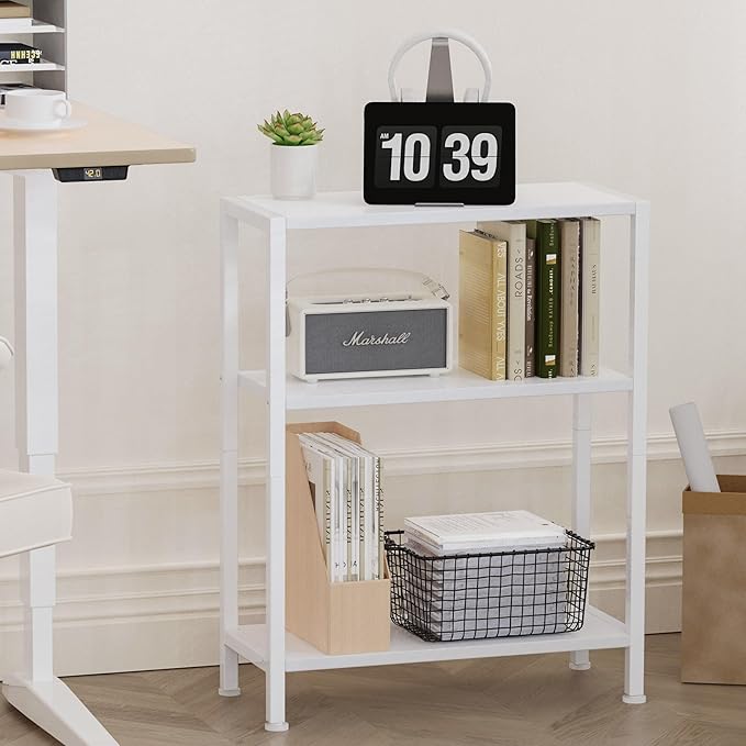 3-Tier Side Table Set of 2, Small End Table, Sofa Side Table for Narrow Spaces, Slim End Table, Nightstand Table, for Living Room Bedroom Office, White - Image 5