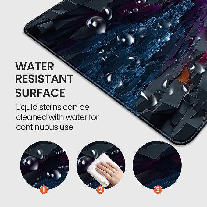 Large Gaming Mouse Pad, Colorful 3D Explosion Pattern, 35.4 x 15.7 Inches, Non-Slip Base, Waterproof, XXL Desk Mat - Image 3