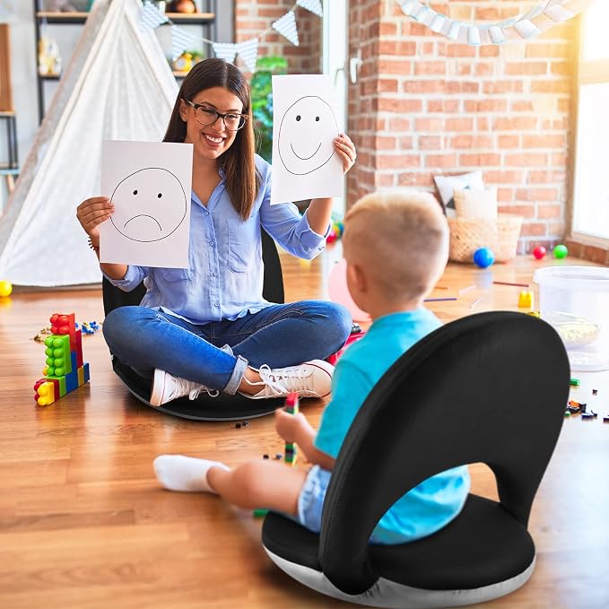 Nnewvante Floor Seat, 42 Position Adjustable Back Support,Black | Breathable Washable Cover Floor Chair Keeps You comfort for Meditation, Gaming, Reading, Classroom, Relaxing - Image 8