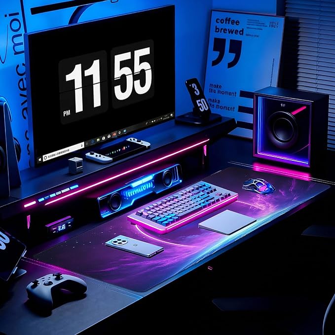 Gaming Desk Mat with Silky Smooth Surface & Exquisite Patterns,31.5x11.8 Inches Large-Sized Mouse Pad, Perfect for Extended Gaming,Work,and Home Office Decor (Starry Sky 1) - Image 3