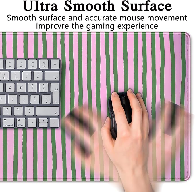Stripes Aesthetic Desk Mat Pink Retro Style Large Mouse Pad Cute Desk Pad Gaming Mousepad XXL 31.5''X15.7'' Extended Big Computer Keyboard Mouse Mat for Office Decor - Image 6