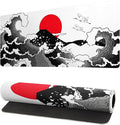 Japanese Red and Black Wave Gaming Mouse Pad Extended Large Mouse Mat Desk Pad Sea Texture Non-Slip Rubber Base Wave Mousepad Stitched Edges Keyboard Desk Pad for Office Home Game 27.6x11.8 Inch by Siski