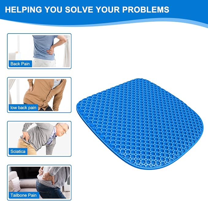 Large Gel Seat Cushion for Long Sitting with Non-Slip Cover,Soft & Breathable,Seat Cushion for Chair,Car,Office,Desk Chair,Wheelchair - Image 6