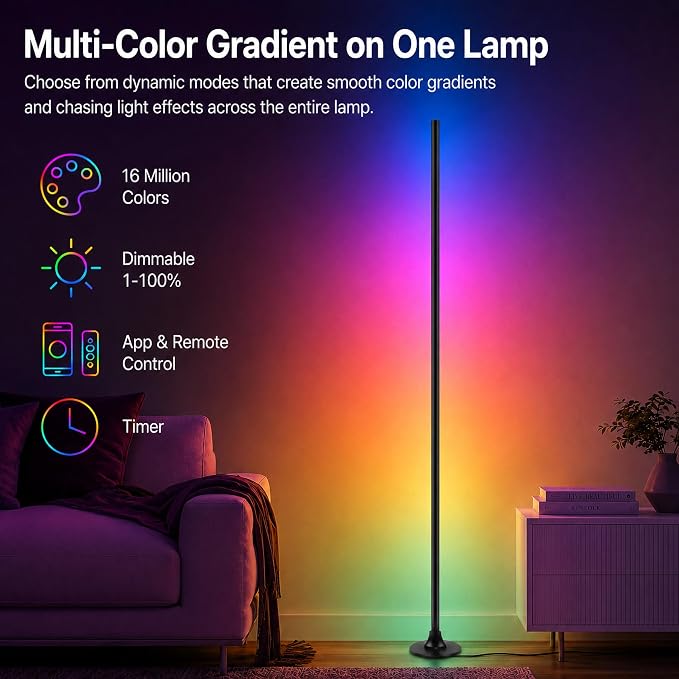 sylvwin Corner Floor Lamp,Smart Ambient Light for Gaming Room - Image 2