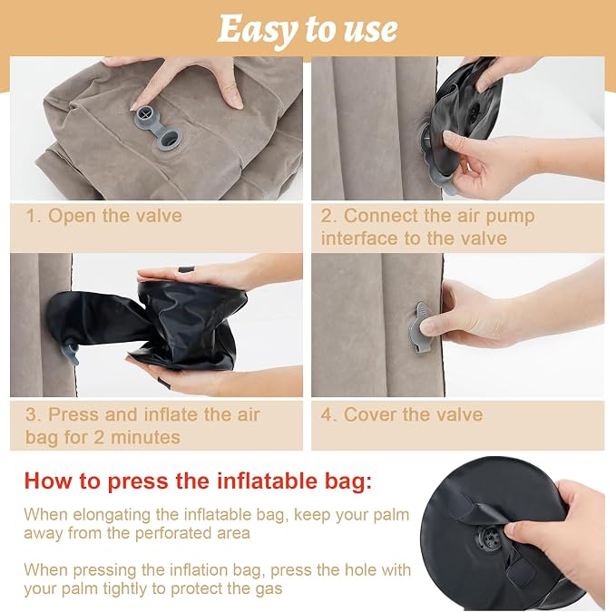 Inflatable Reading Pillow, Laptop Lap Desk with Inflatable Bag, Adjustable Gaming Pillows for Bed, Couch, Floor, Portable Leg Elevation Pillow for Comfortable Reading, Working, Crocheting - Image 6