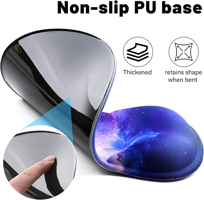 Ergonomic Mouse Pad with Wrist Rest - Gel Wrist Support Mousepad with Non-Slip PU Base for Computer, Laptop, Office & Home - Image 5