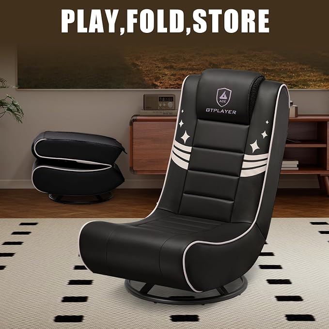 GTPLAYER Floor Gaming Chair Foldable Swivel Floor Chairs for Kids Boys Comfy Video Game Seat with 360° Multipurpose for Gamers, Bedroom or Game Room (Gold) - Image 6
