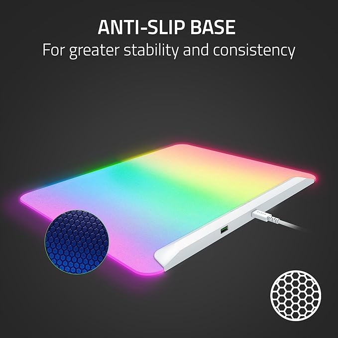 Razer Firefly V2 Pro Fully Illuminated RGB Gaming Mouse Mat: Backlit Design - 15 Zone Chroma Lighting - USB 2.0 Port - Detachable USB Type C Cable - Micro Textured Surface - Anti Slip Base - Image 7