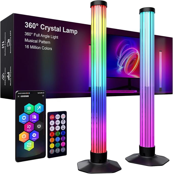 MIHEAL 360° RGB Light Bars LED TV Backlight with DIY Music Sync Modes Smart Bluetooth Control, 8 Scene Modes Color Light Bar for Room Decoration, Gaming, PC, TV … by Miheal