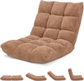 14-Position Lazy Sofa Chair with Soft Coral Fleece, Folding Gaming Chair, Couch Recliner, Floor Seat for Reading, Meditating, Yoga (Tan) by BUYNOW