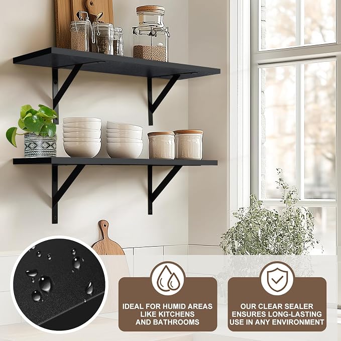 Tectocker-DOU 24" Long Floating Book Shelves for Wall, Heavy Duty, Black - Image 4