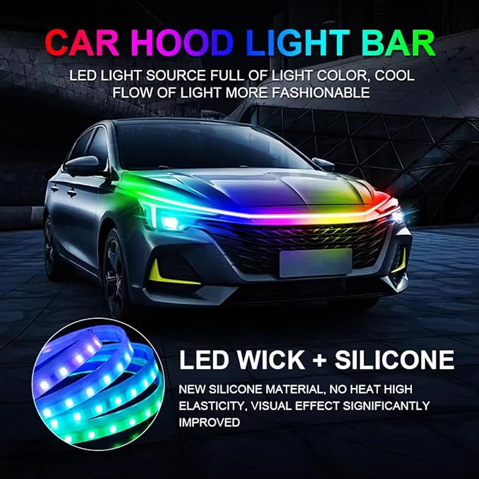 RGB Car LED Hood Light Strip for Cars, SUVs, Trucks, 70 Inches - Image 3