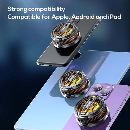 Oluote Phone Cooler for Gaming Magnetic Cell Phone Cooler Fast Phone Cooling Fan Lightweight Quiet with Spring Clip RGB LED Light for iPhone/Android - Image 8