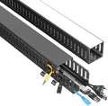Yecaye 2 Pack Cable Management, 31in X-Large PVC Under Desk Cable Management, No-Drill Cord Hider Open Slot Wire Raceway for Computer/TVs/Networks, Cord Organizer Black by Yecaye