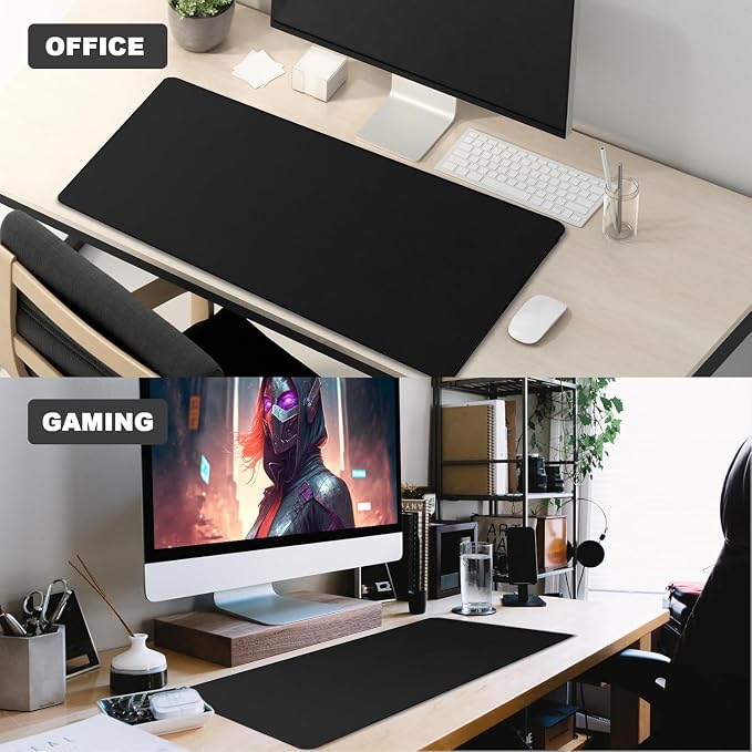 39.1" x 23.5" Waterproof Fabric Desk Pad, Black | Rubber Anti-Slip Base Stitched Edges No Curling Fits Laptop Keyboard and Mouse Smooth Office Mat Large Mouse Pad Work Game - Image 6