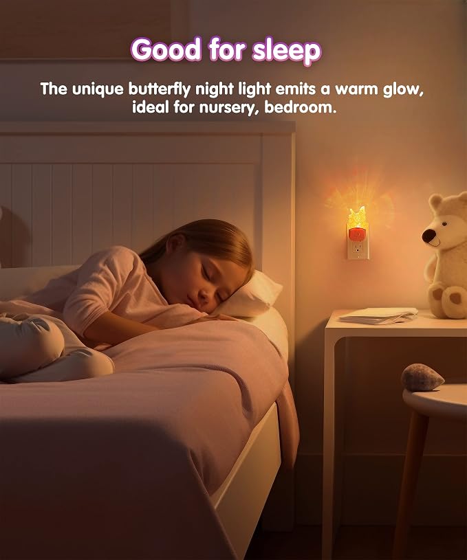 L LOHAS LED Kids Night Light, Butterfly Night Light for Kids, Colored Mode - Image 2