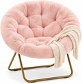 Simple Deluxe Comfy Chairs for Bedroom, Faux Fur Saucer Chair for Adults, Oversized Comfy Soft Saucer Chair, Padded Lazy Chair for Living Room Dorm Rooms, Pink by SimpleDeluxe