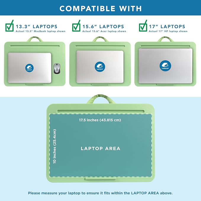 LAPGEAR The Original Lap Desk – Sage Green, Fits 17" Laptops - Image 3