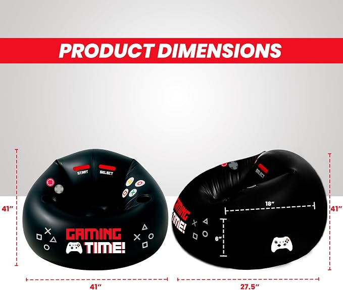 Inflatable Gaming Chair for Kids & Teens with Cup Holders and Side Pocket - This Air Gaming Bean Bag Chairs for kids is The Perfect Furniture for Gamer Room Decor - Perfect Gaming Stuff for boys 4-12 - Image 3