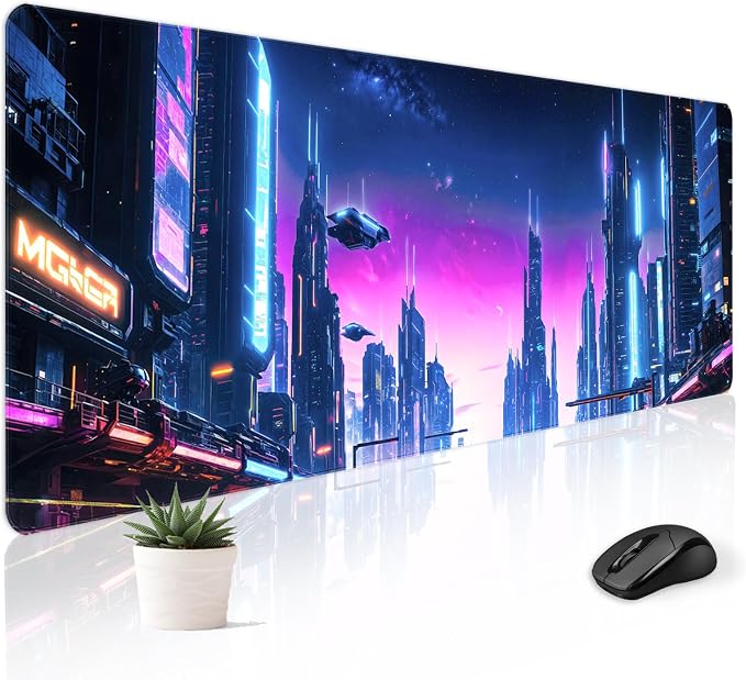 Cute Desk Mat for Keyboard Desktop Extra Large Mouse Pad, City | Desk Top Computer Deskmat, XL, XXL, Long, Aesthetic, Modern Cool Design, for Kids, Boys, 30"x12" by Stanoha