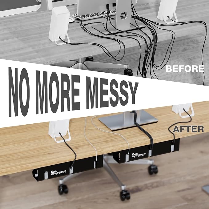 Under Desk Cable Management Tray 2-Pack 16" Cable Organizer - Image 7