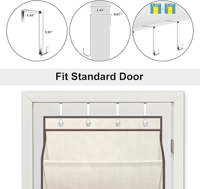 SLEEPING LAMB Shoe Rack for Door, Kids Door Shoe Organizer for Closet hanger, Narrow Hanging Sneaker Storage with Large Deep Pockets for Toddler, Girl, Baby Room Decor, Beige - Image 5