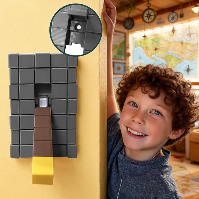 Game Room Light Switch Cover, 1 Toggles Blocks Light Switch Cover, My World Room Decor, 1 Gangs Standard Size for Fans Kids Bedroom Decoration, Yellow stick level - Image 4