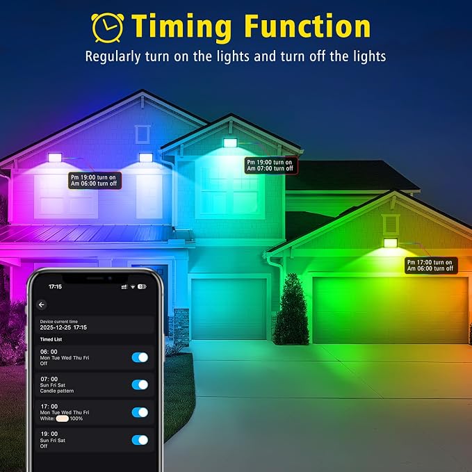 T-SUN LED Flood Lights Outdoor, 600W Equivalent Smart RGB Landscape Light - Image 5
