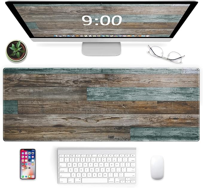 Galdas Gaming Mouse Pad Vintage Wood Grain Pattern XXL XL Large Mouse Pad Mat Long Extended Mousepad Desk Pad Non-Slip Rubber Mice Pads Stitched Edges Thin Pad (31.5x11.8x0.12Inch) by Galdas