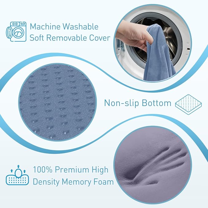 BlissTrends Extra Thick Seat Cushion for Office Chair & Car Seat, LightBlue | XX-Large Tailbone & Sciatica Relief, Ergonomic Support, High-Density Memory Foam, Comfort for Extended Sitting - Image 3
