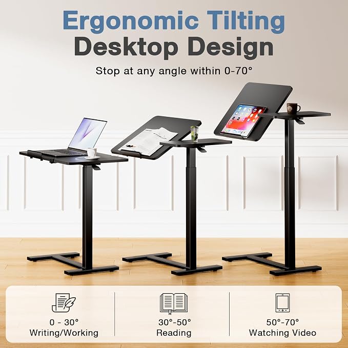 DUMOS Standing Desk with Wheels, Rolling Desk, Laptop Table - Image 4