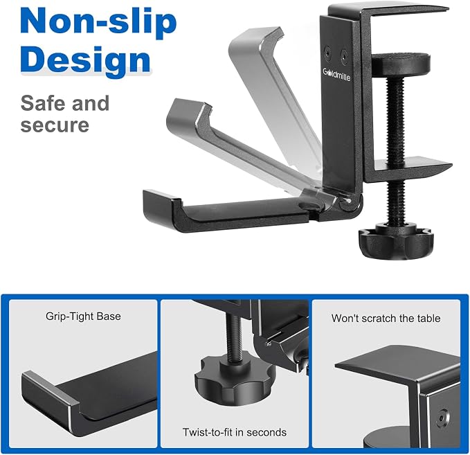 2 Pack Aluminum Headphone Stand Hanger Foldable - Image 3